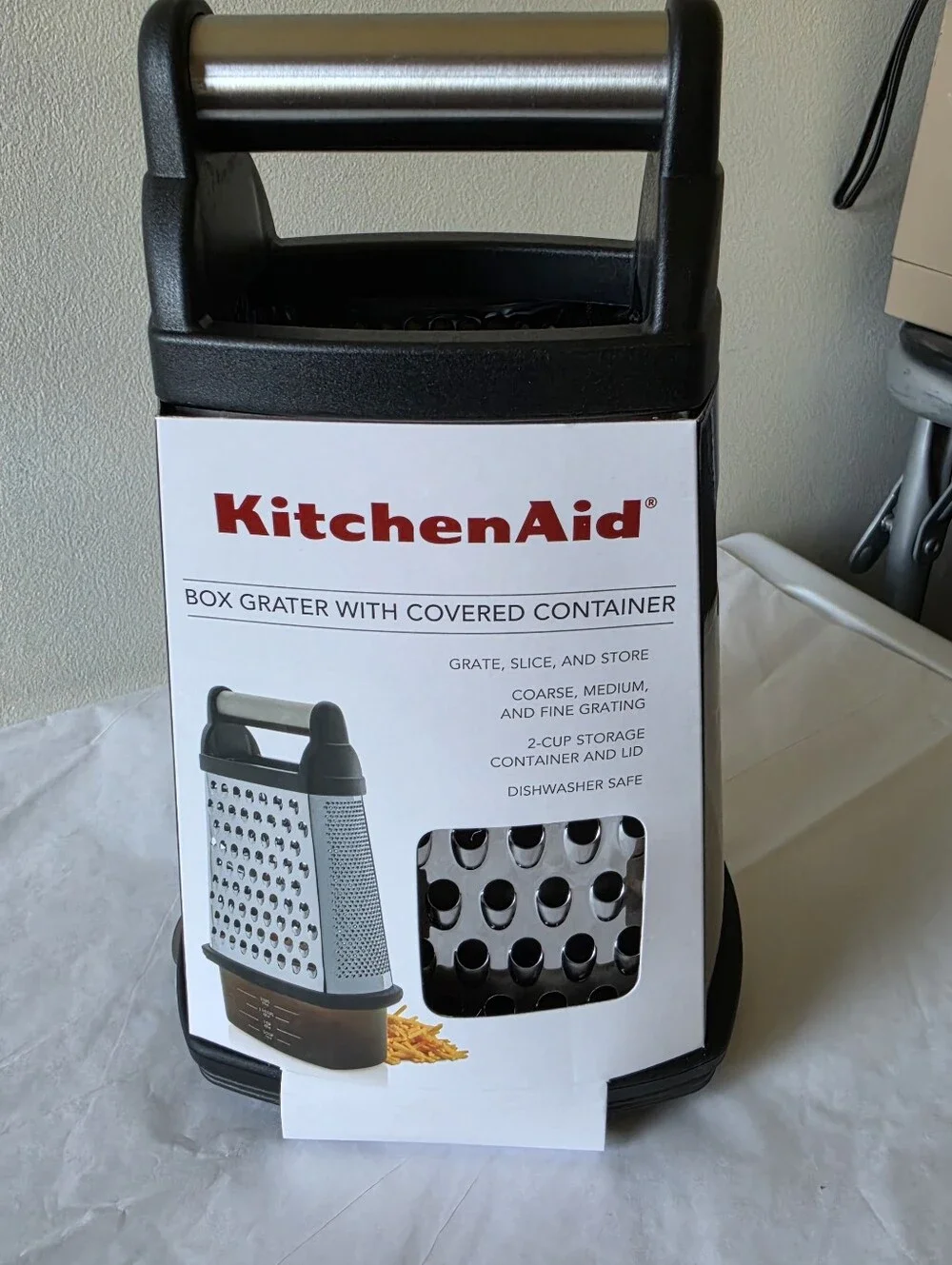 KitchenAid Black Large Box Grater with Covered Storage Container NWT